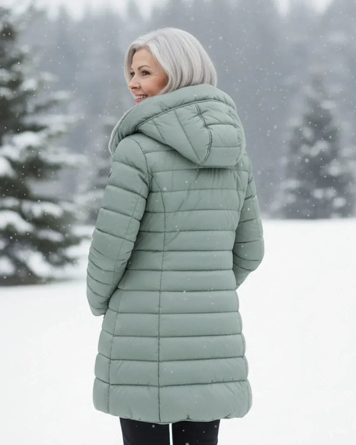 Women's Quilted Puffer Jacket with Removable Sherpa Hood