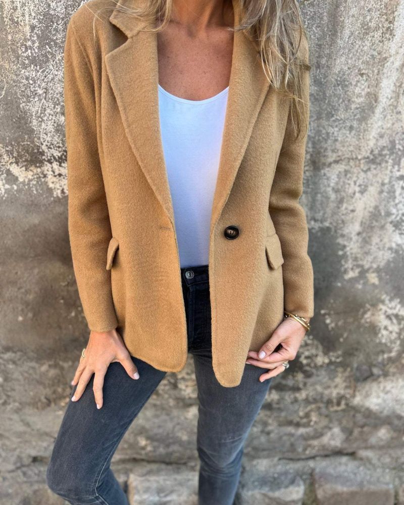 Women's Single Button Blazer with Notch Lapel