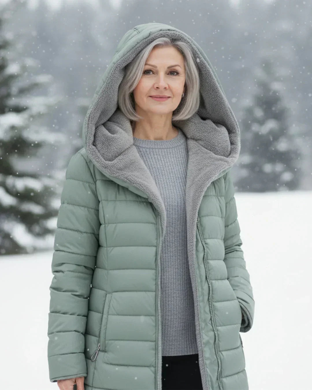 Women's Quilted Puffer Jacket with Removable Sherpa Hood