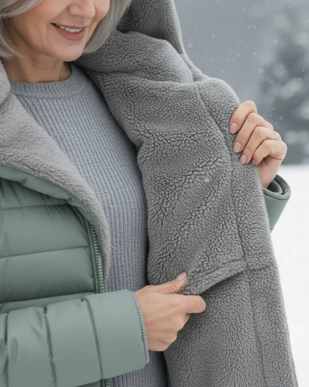 Women's Quilted Puffer Jacket with Removable Sherpa Hood