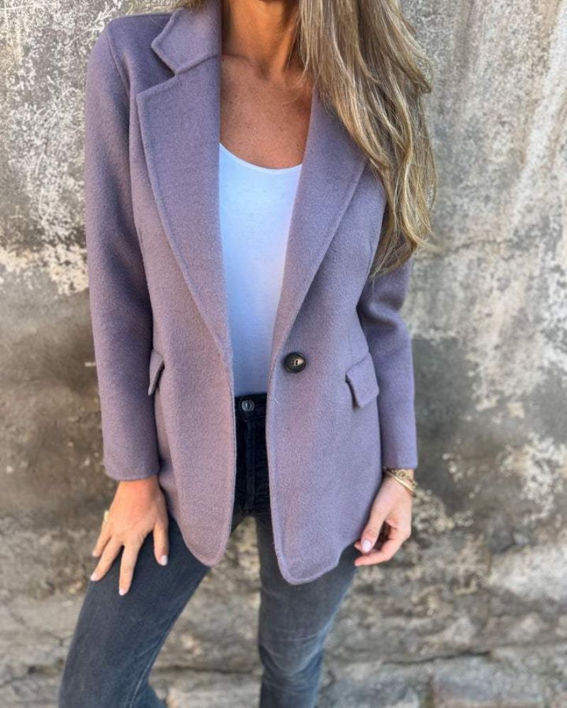 Women's Single Button Blazer with Notch Lapel