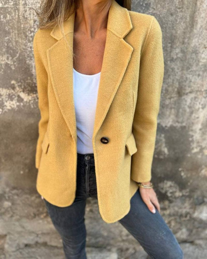 Women's Single Button Blazer with Notch Lapel