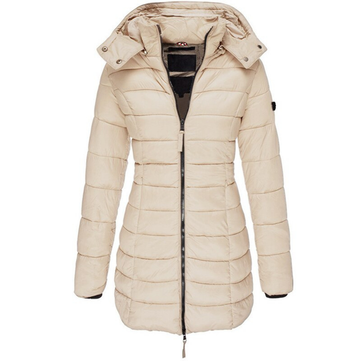 Women's Quilted Hooded Puffer Jacket with Zip Closure