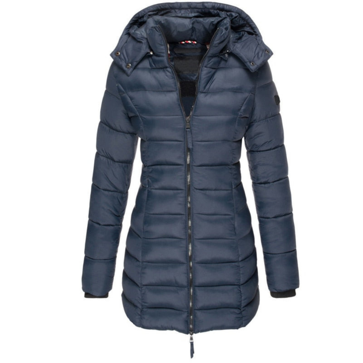 Women's Quilted Hooded Puffer Jacket with Zip Closure
