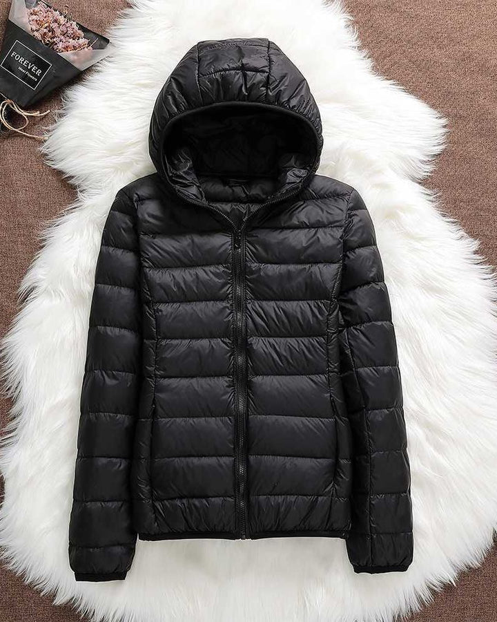 Women's Lightweight Down Puffer Jacket with Hood