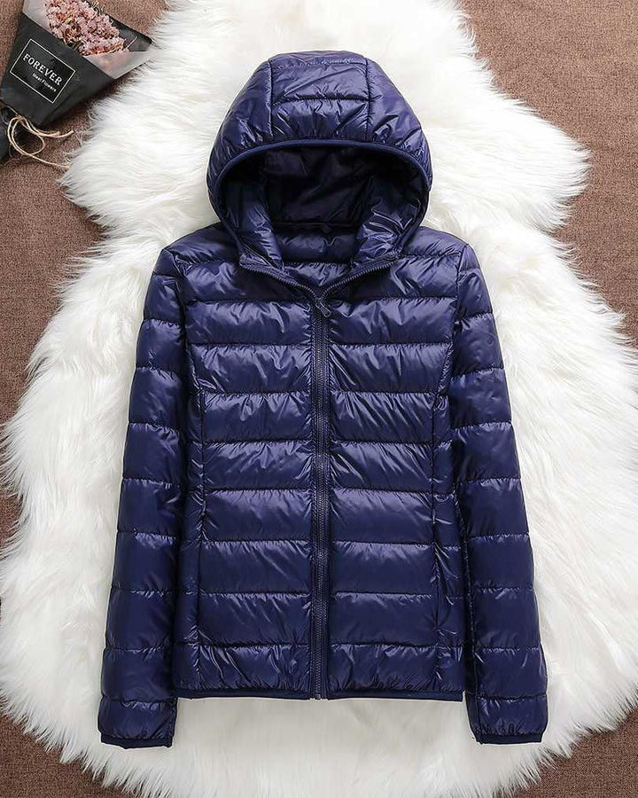 Women's Lightweight Down Puffer Jacket with Hood