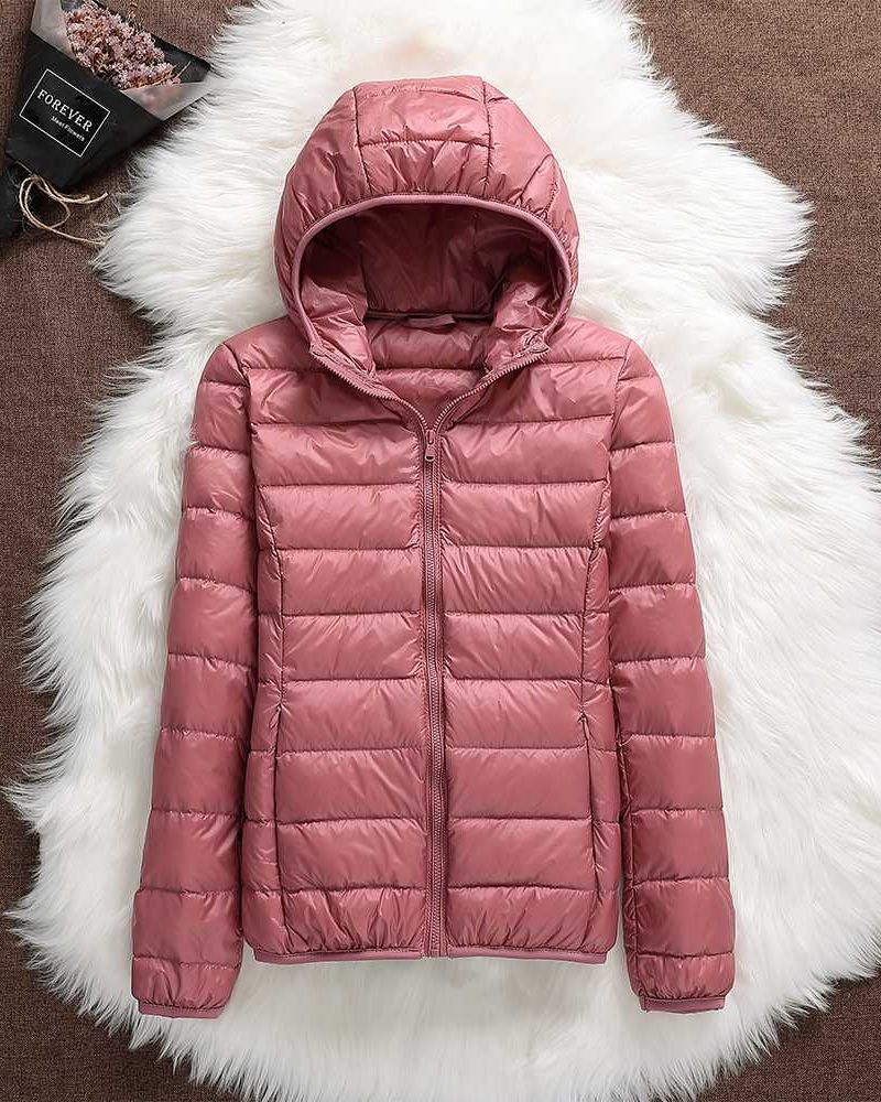 Women's Lightweight Down Puffer Jacket with Hood