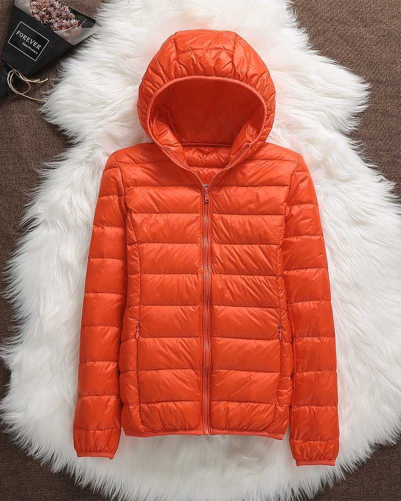 Women's Lightweight Down Puffer Jacket with Hood