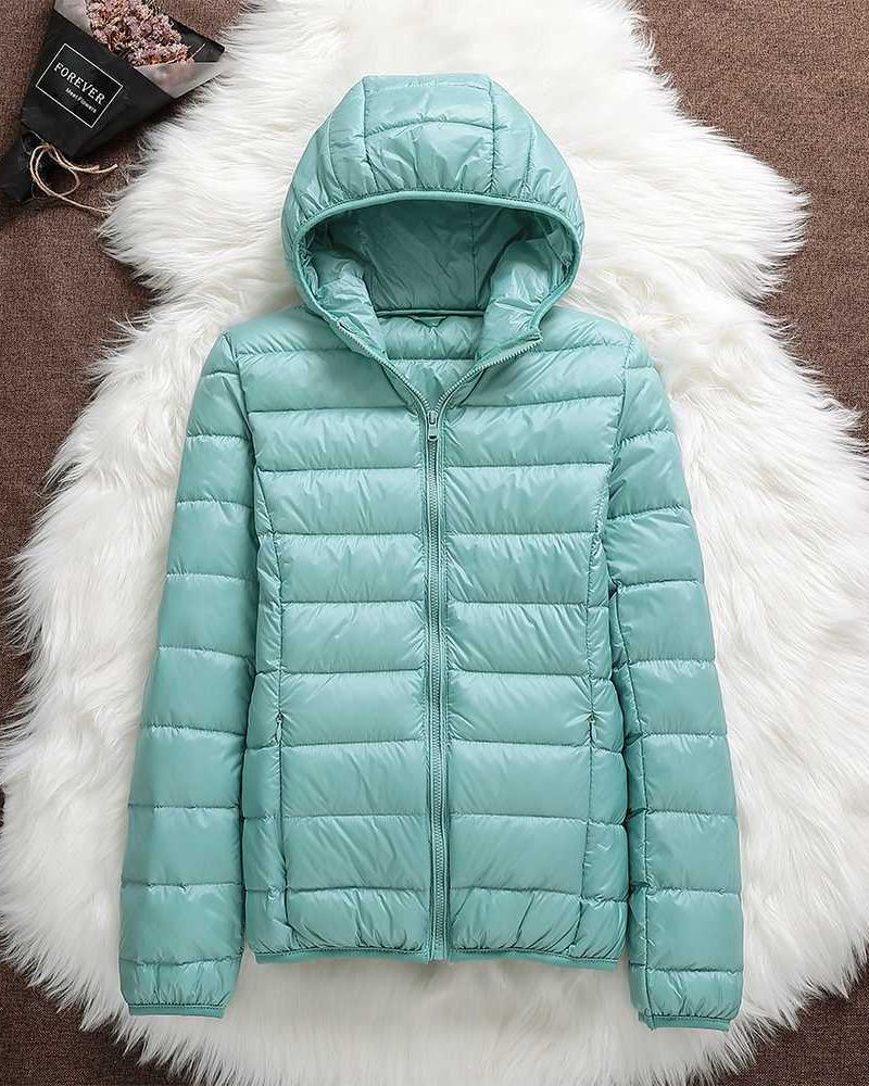 Women's Lightweight Down Puffer Jacket with Hood