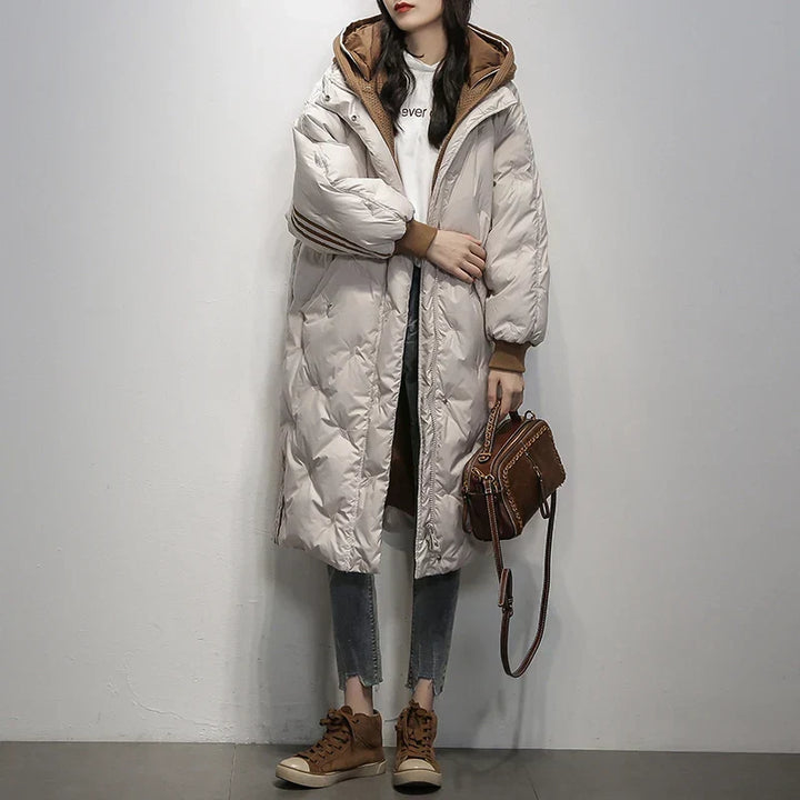 Women's Long Down Puffer Jacket with Hood