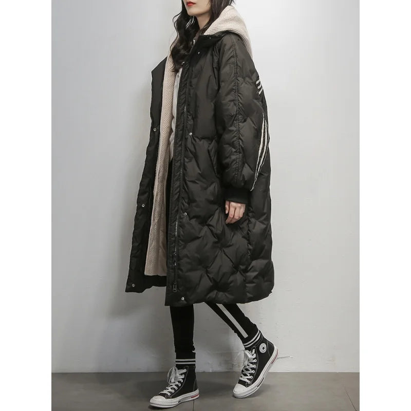 Women's Long Down Puffer Jacket with Hood